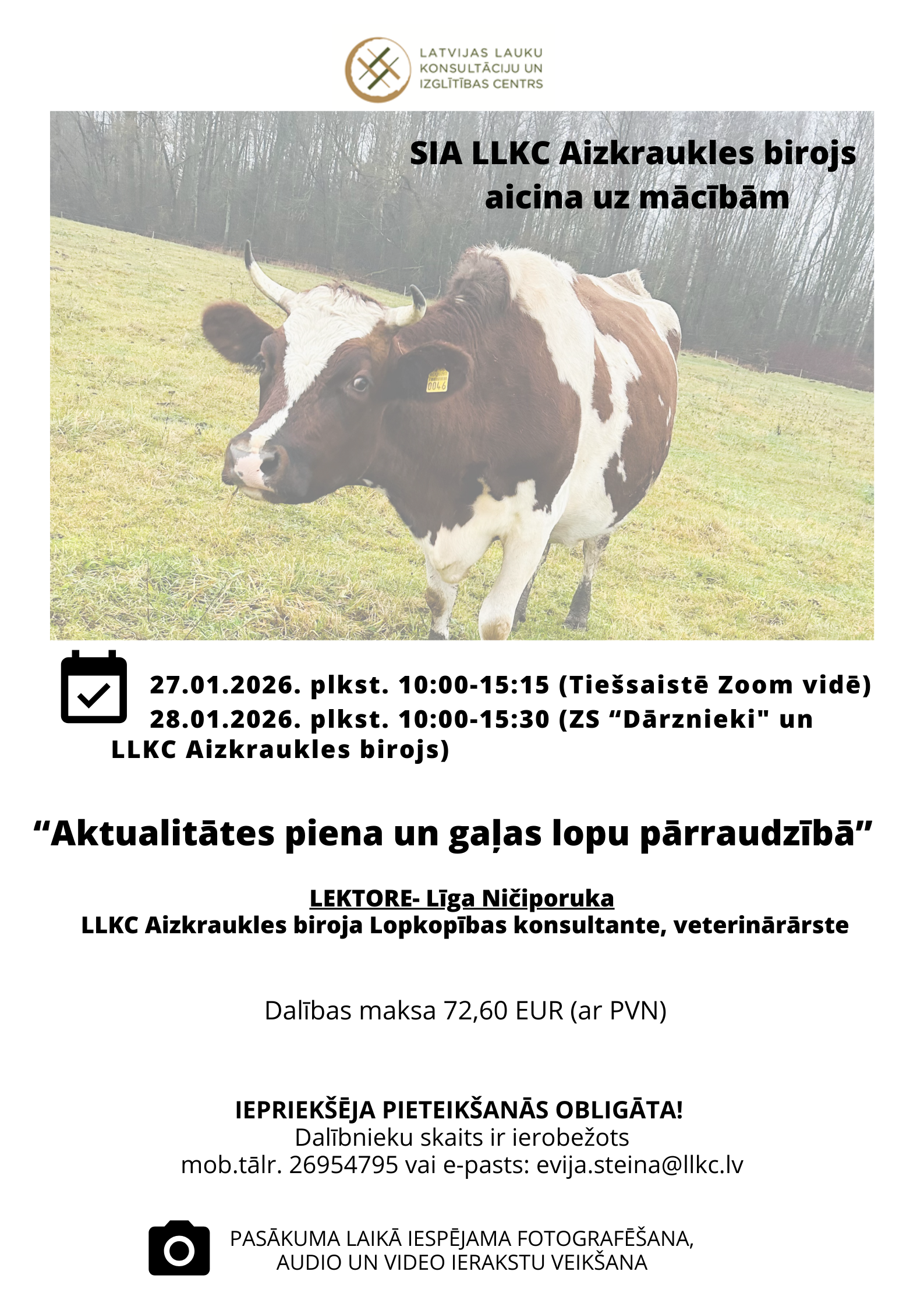 Aktualitātes piena un gaļas lopu pārraudzībā