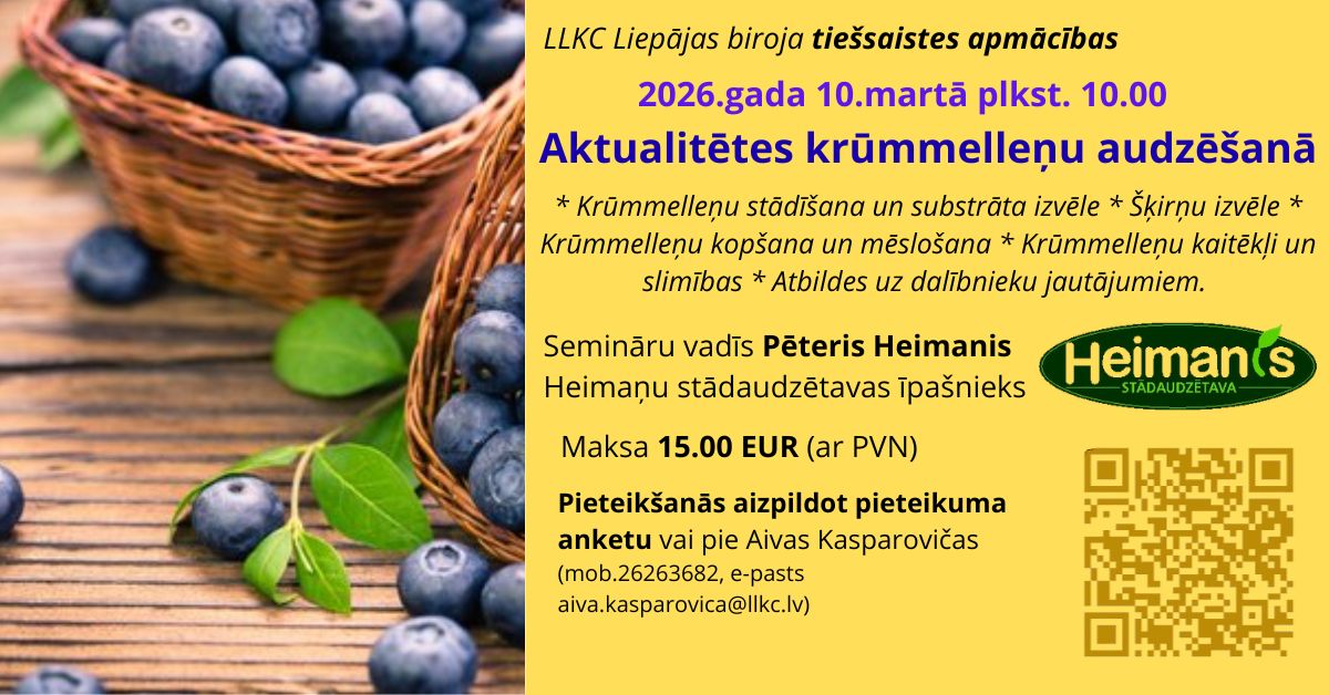 10.03.2026, tiešsaistē | Aktualitātes krūmmeleņu audzēšanā